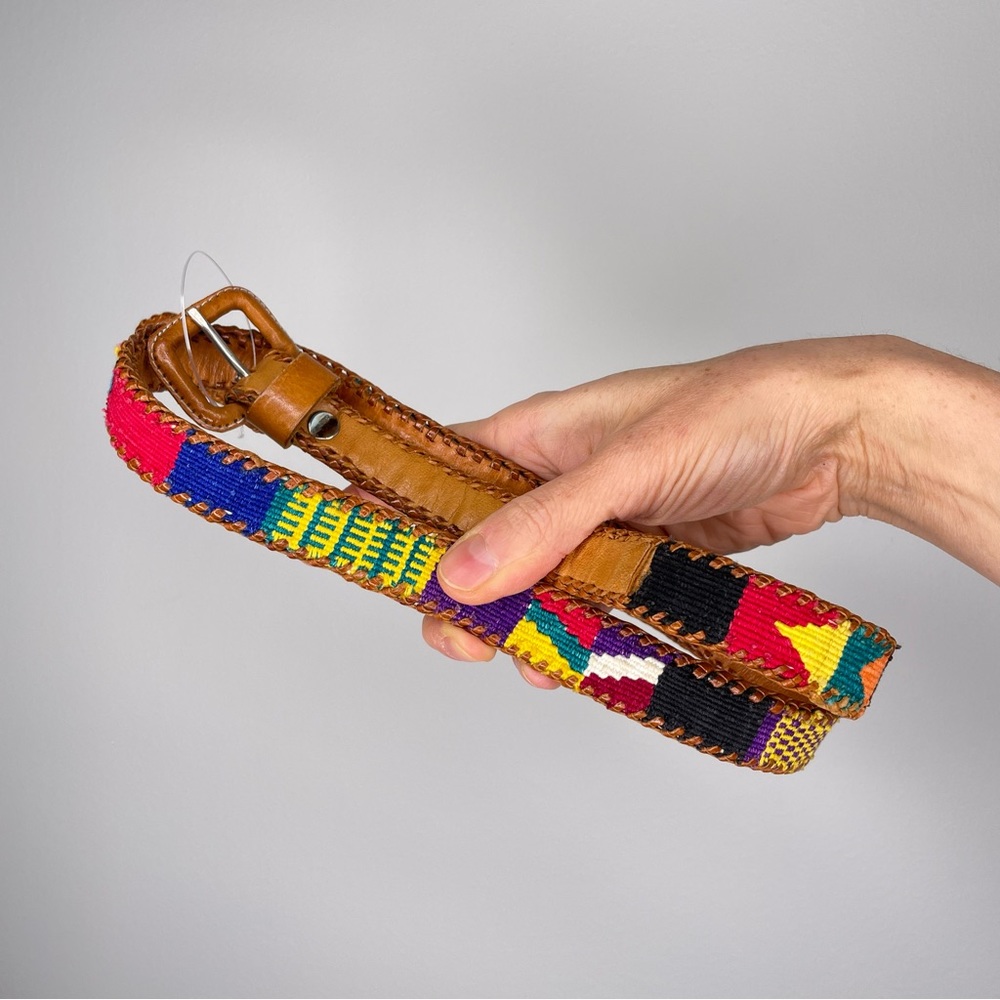 Genuine Leather & Textile Woven Belt